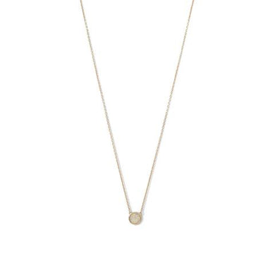 14 Karat Gold Plated Mini Synthetic White Opal Necklace