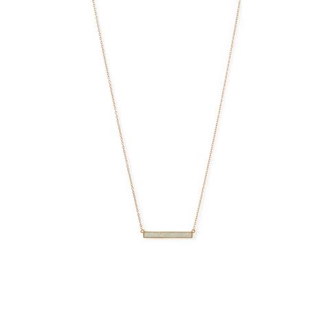 14 Karat Gold Plated Synthetic White Opal Bar Necklace