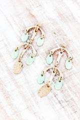 Worn Rose Goldtone and Mint Earrings
