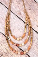 Carnelian and Peach Beaded Medley Layered Necklace
