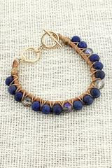 Sodalite Stone and Faceted Beaded Toggle Bracelet
