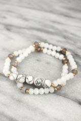 Howlite and White Faceted Bead Wrap Bracelet
