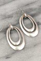 Silvertone Oblong Layered Earrings