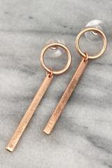 Rose Goldtone Small Hoop and Bar Pendant Earrings