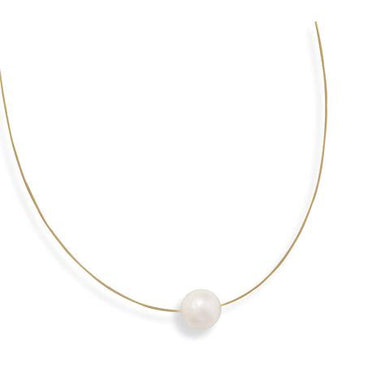24 Karat Gold Plated Necklace with Cultured Freshwater Pearl