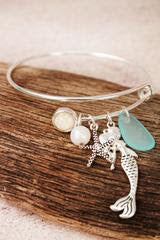 Antique Silvertone Mermaid Charm Bracelet