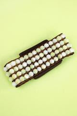 White Iridescent Faceted Bead Cuff Bracelet