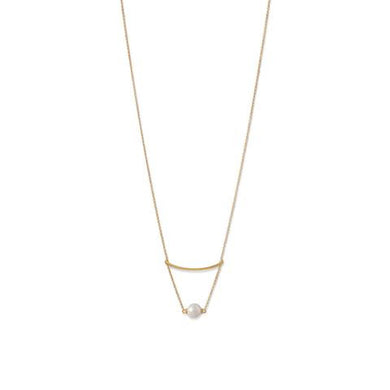 18 Karat Gold Plated with Imitation Pearl Swing Necklace
