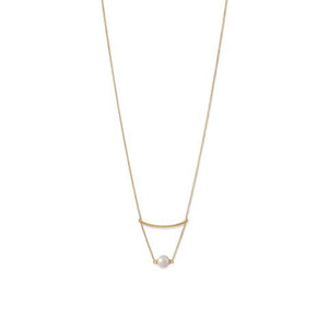 18 Karat Gold Plated with Imitation Pearl Swing Necklace