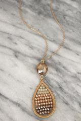 Natural Ombre Beaded Teardrop Pendant Necklace